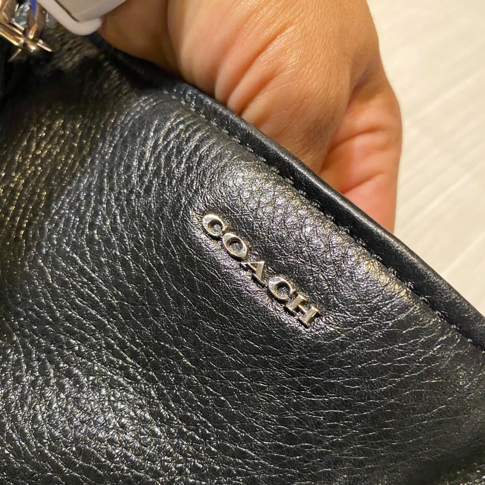 COACH Black Leather Shoulder Tote Bag Purse - Picture 2 of 11